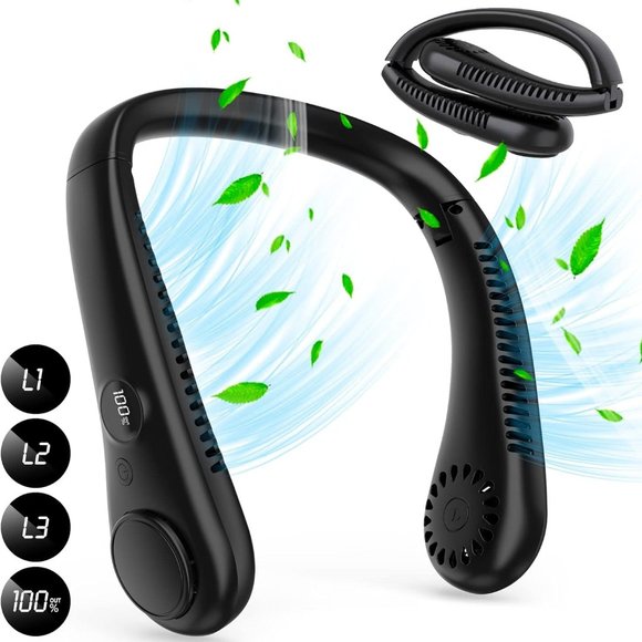 Portable Neck Fan, 360°Cooling Personal Fan, Hands Free Bladeless Fan, No Leaf - Picture 1 of 9